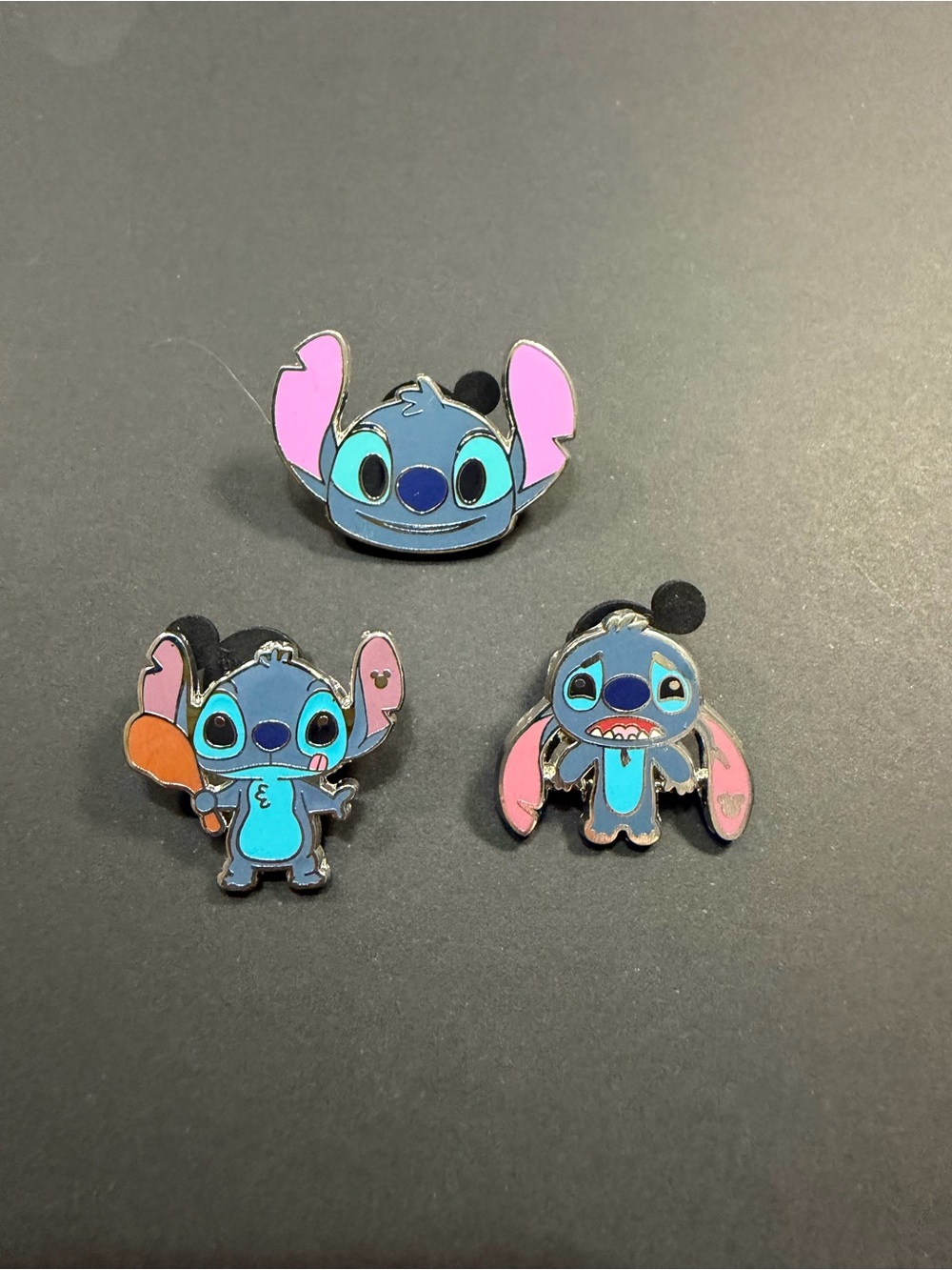 Disney Stitch Enamel Pin Trio in Blue and Pink
